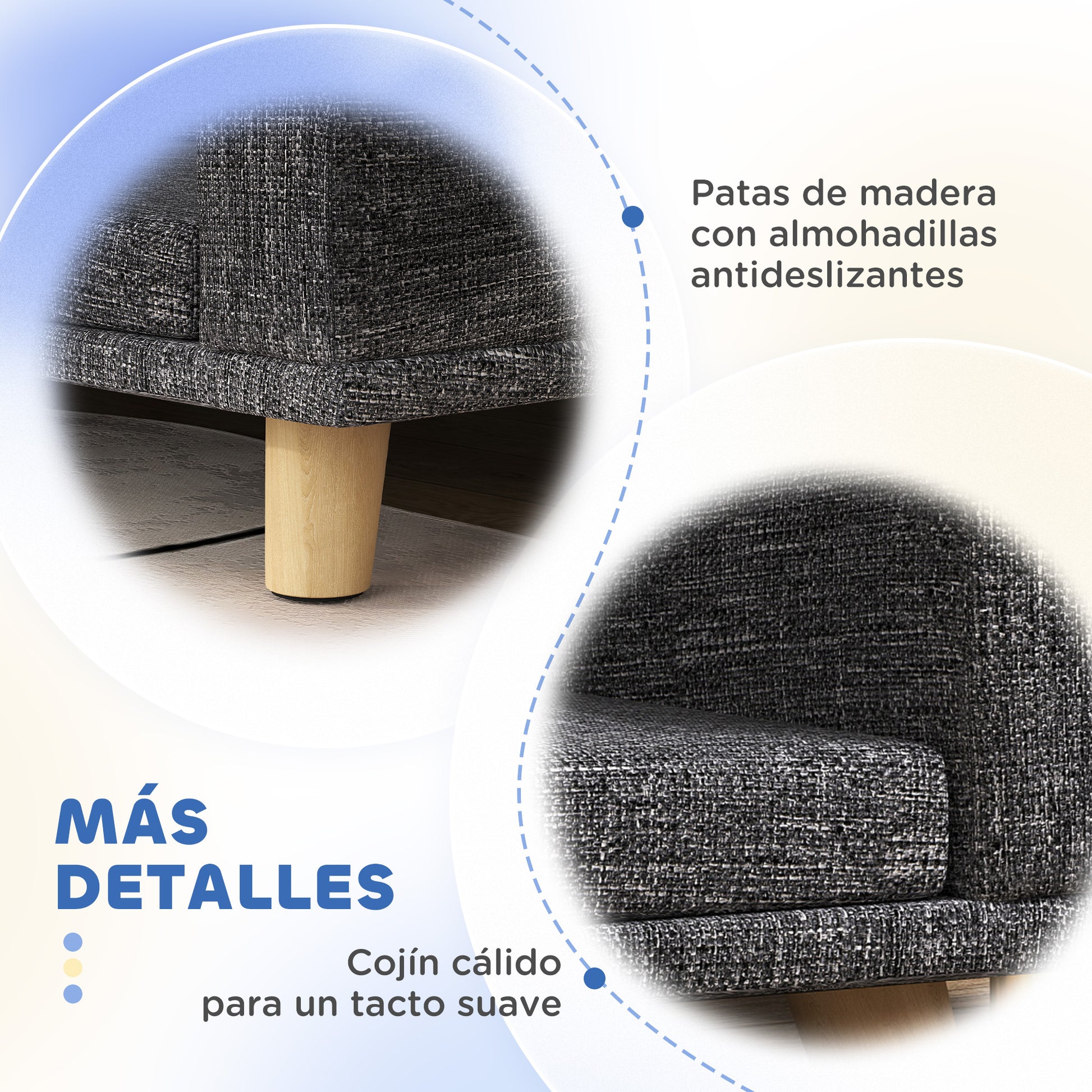 Pawhut Sofá Para Perros Grandes Con Cojín Lavable 98x67x25 Cm Gris Oscuro_5