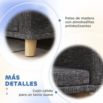 Pawhut Sofá Para Perros Grandes Con Cojín Lavable 98x67x25 Cm Gris Oscuro_5