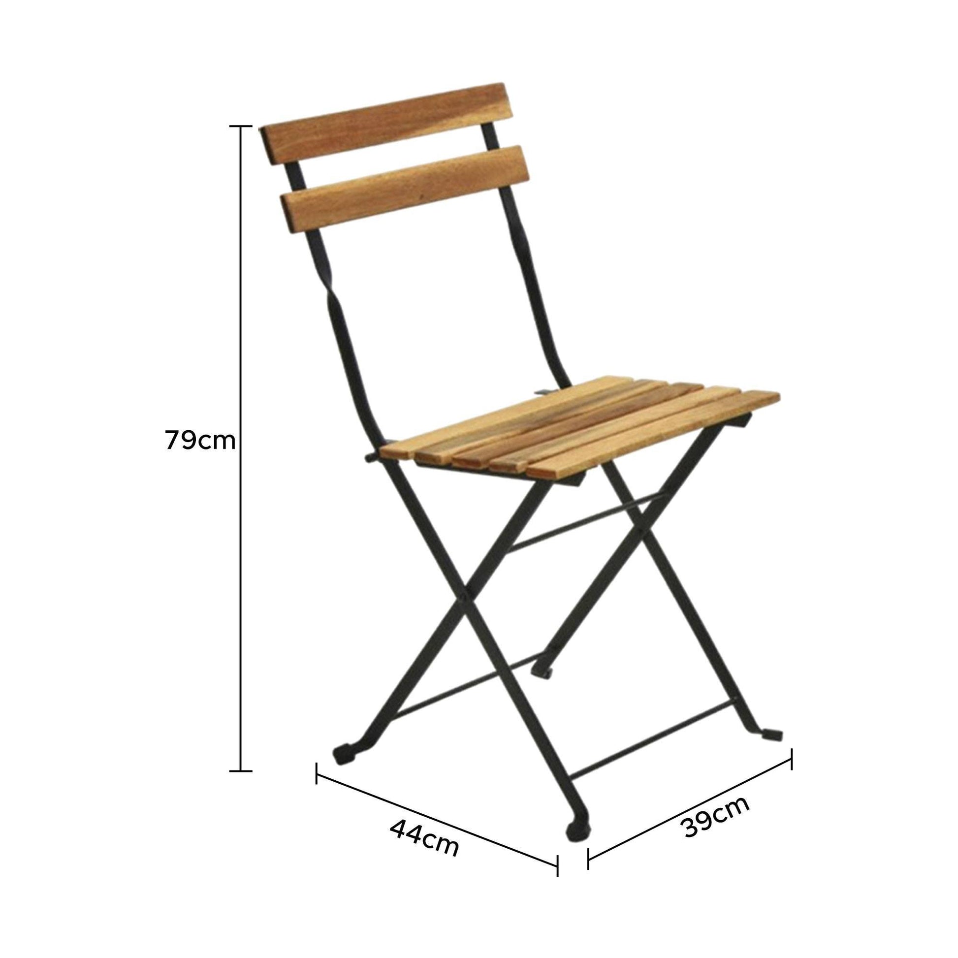 Well Home - Juego 'bistro' Mesa Y 4 Sillas En Madera Y Acero Negro
