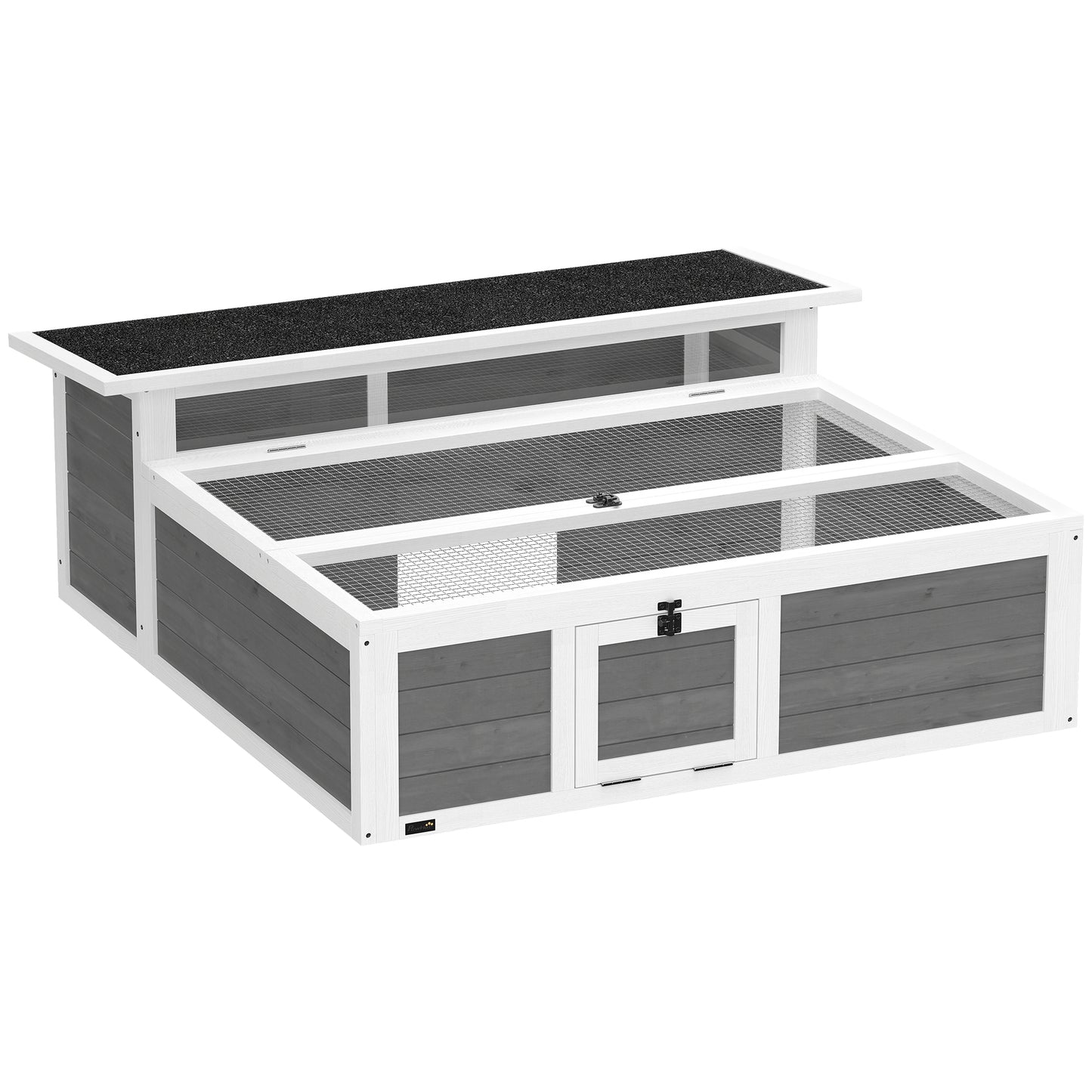 Pawhut Casa Para Tortugas De Madera Con Ventana Transparente Techo Abatible Gris_0