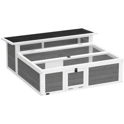 Pawhut Casa Para Tortugas De Madera Con Ventana Transparente Techo Abatible Gris_0