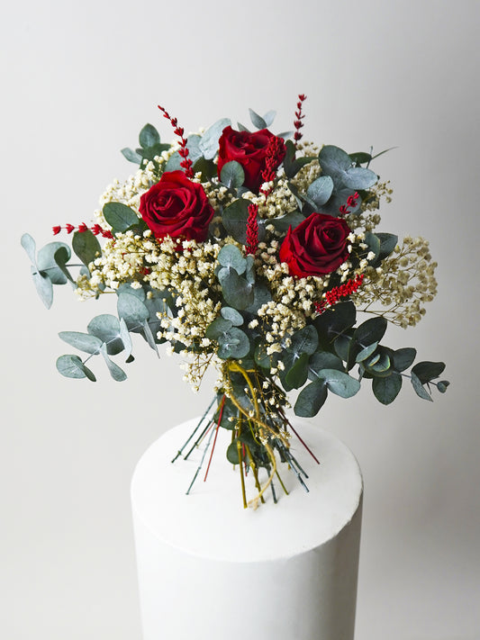 Ramo 3 Rosas Rojas Eternas - Flores Secas Y Preservadas