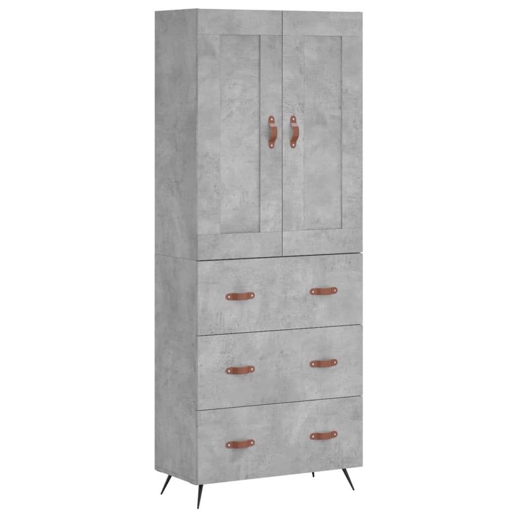Aparador Alto Madera Contrachapada Gris Hormigón 69,5x34x180 Cm_4