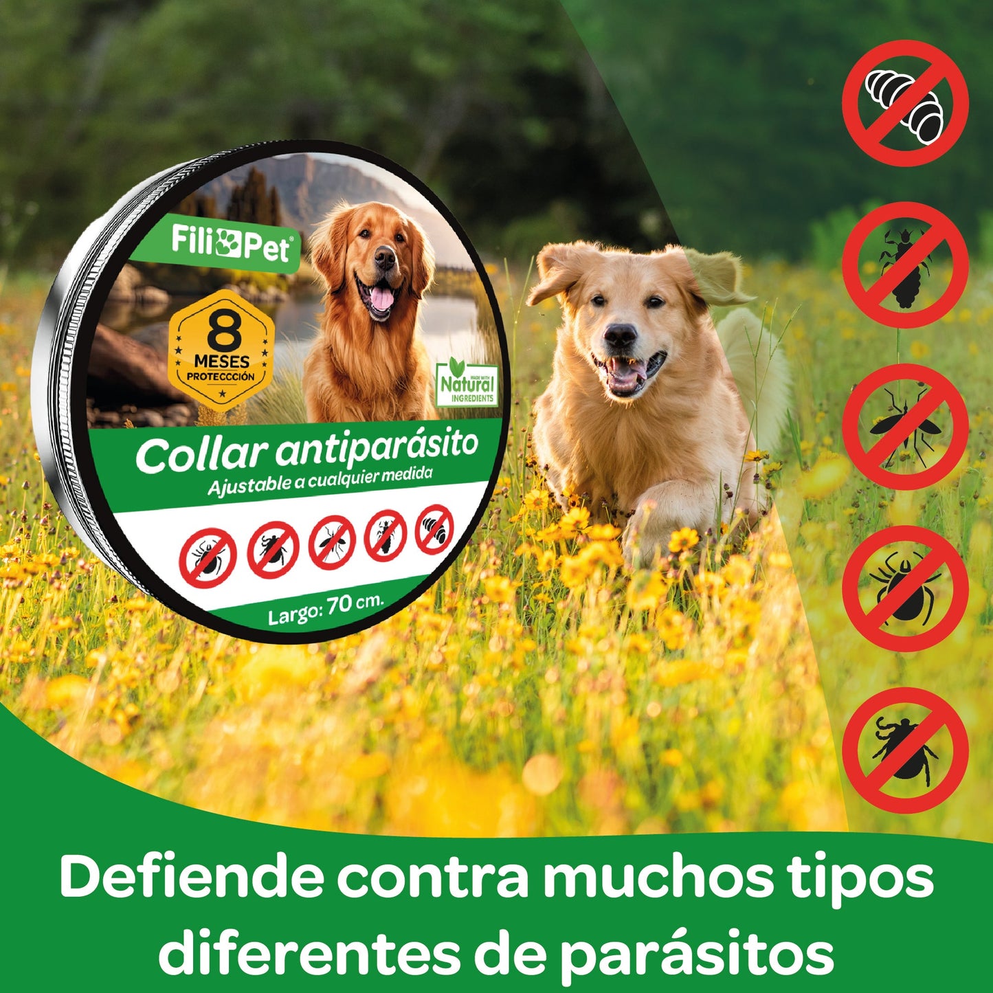 Collar Antiparasitos Para Perro Verde_3