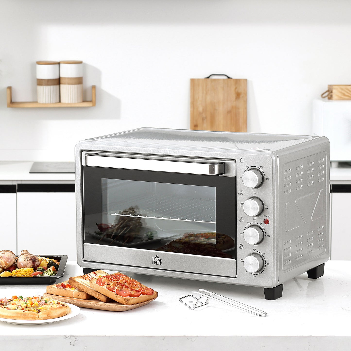 Homcom Mini Horno Eléctrico 32l 1600w 52,2x38,1x33,5 Cm Plata_3