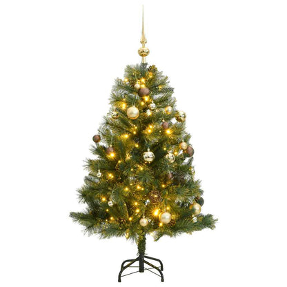 Vidaxl Árbol Navidad Artificial Con Bisagras 150 Led Y Bolas 120 Cm_0