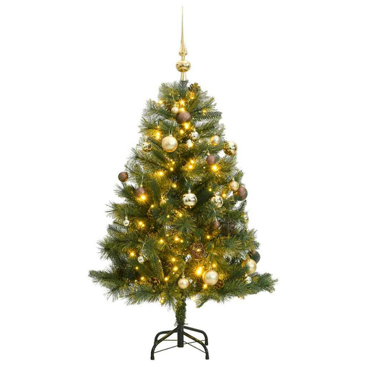 Vidaxl Árbol Navidad Artificial Con Bisagras 150 Led Y Bolas 120 Cm_0