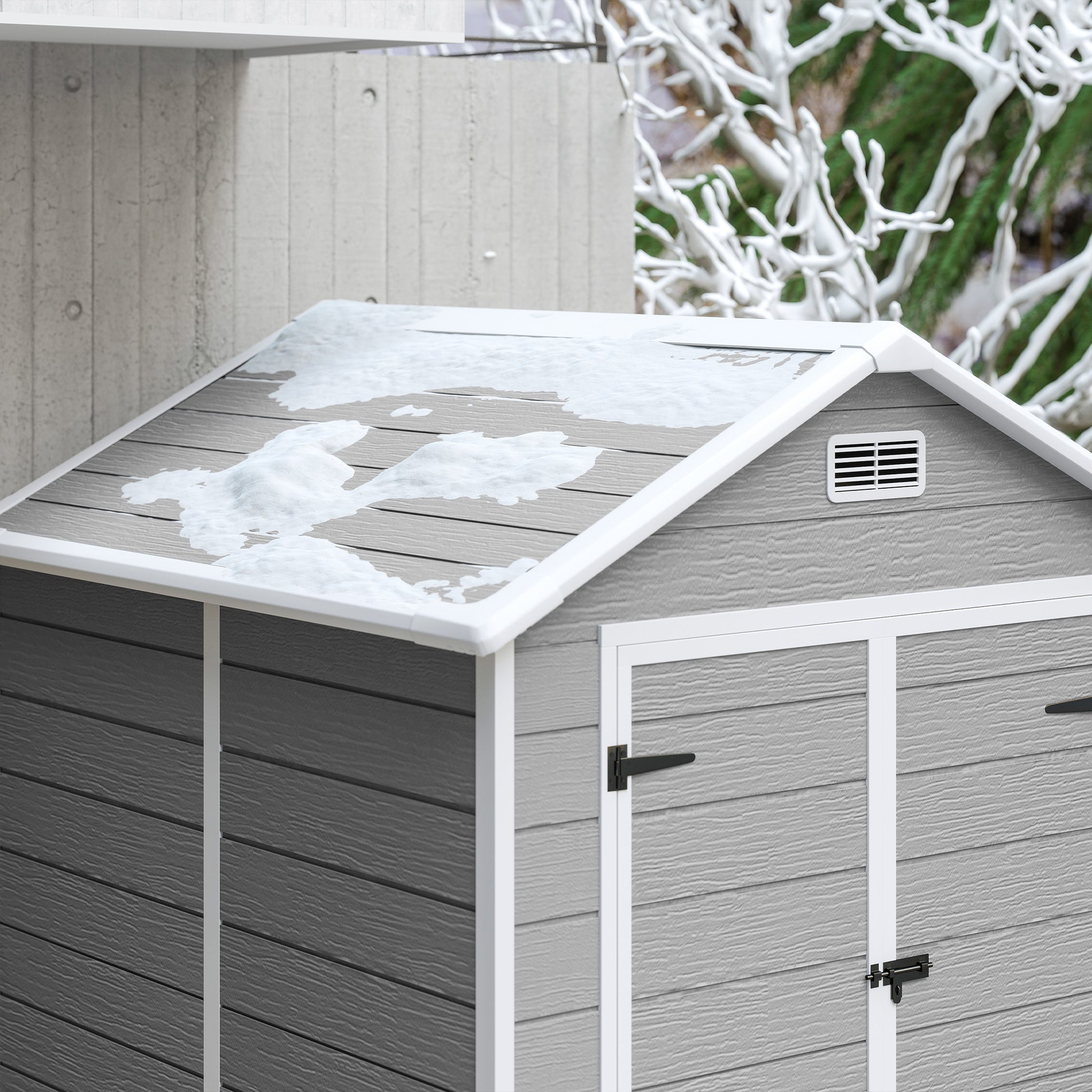 Outsunny Cobertizo De Jardín 2,4 M² 182x151x219 Cm Con Suelo Puerta Cerrada Gris_4