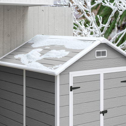 Outsunny Cobertizo De Jardín 2,4 M² 182x151x219 Cm Con Suelo Puerta Cerrada Gris_4