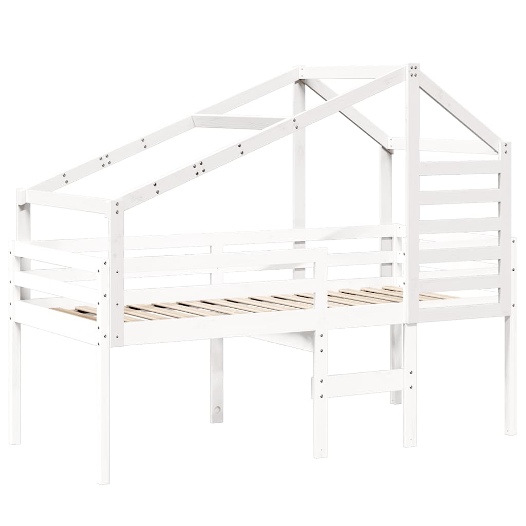 Techo De Cama Infantil Madera Maciza Pino Blanco 198x97x113 Cm_2