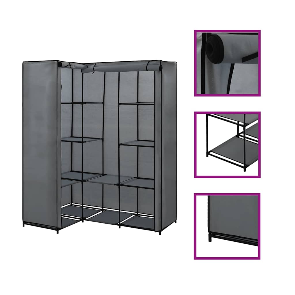 Armario De Esquina Gris 130x87x169 Cm_1