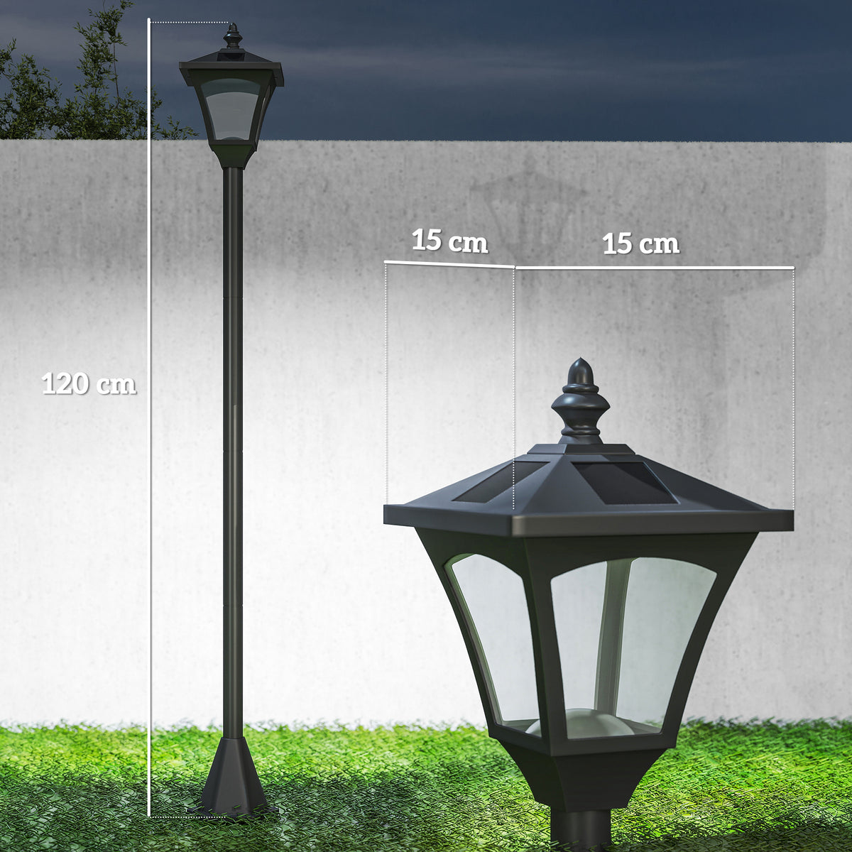 Outsunny Farol Solar De Jardín Ip44 Con Luces Inteligentes Led Exteriores_2