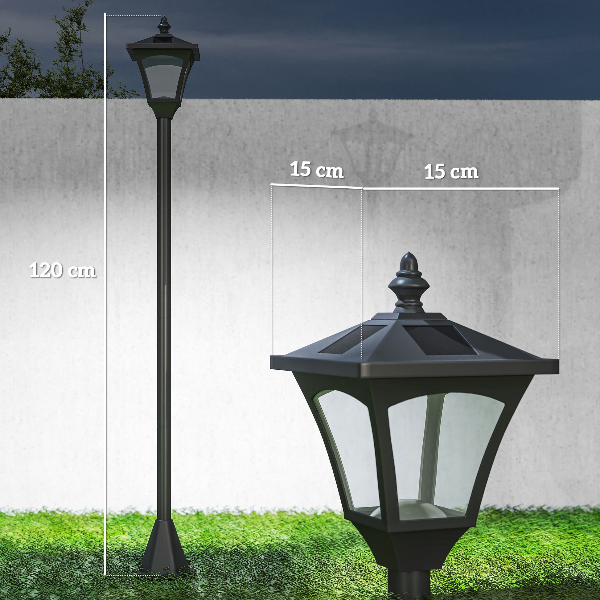 Outsunny Farol Solar De Jardín Ip44 Con Luces Inteligentes Led Exteriores_2