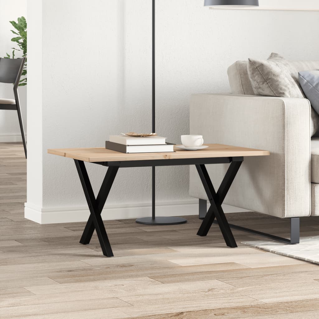 Mesa De Centro Marco X Madera Maciza Pino Y Acero 80x50x40 Cm_1