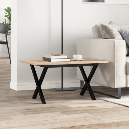 Mesa De Centro Marco X Madera Maciza Pino Y Acero 80x50x40 Cm_1