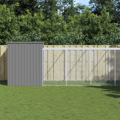 Vidaxl Caseta Perros Corral Acero Galvanizado Gris Claro 214x661x181cm_1