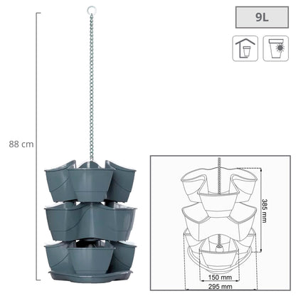 Jardín Vertical Colgante Coubi Herbal 9l., Dimensiones (mm) 295x295x880, Color Grafito_2