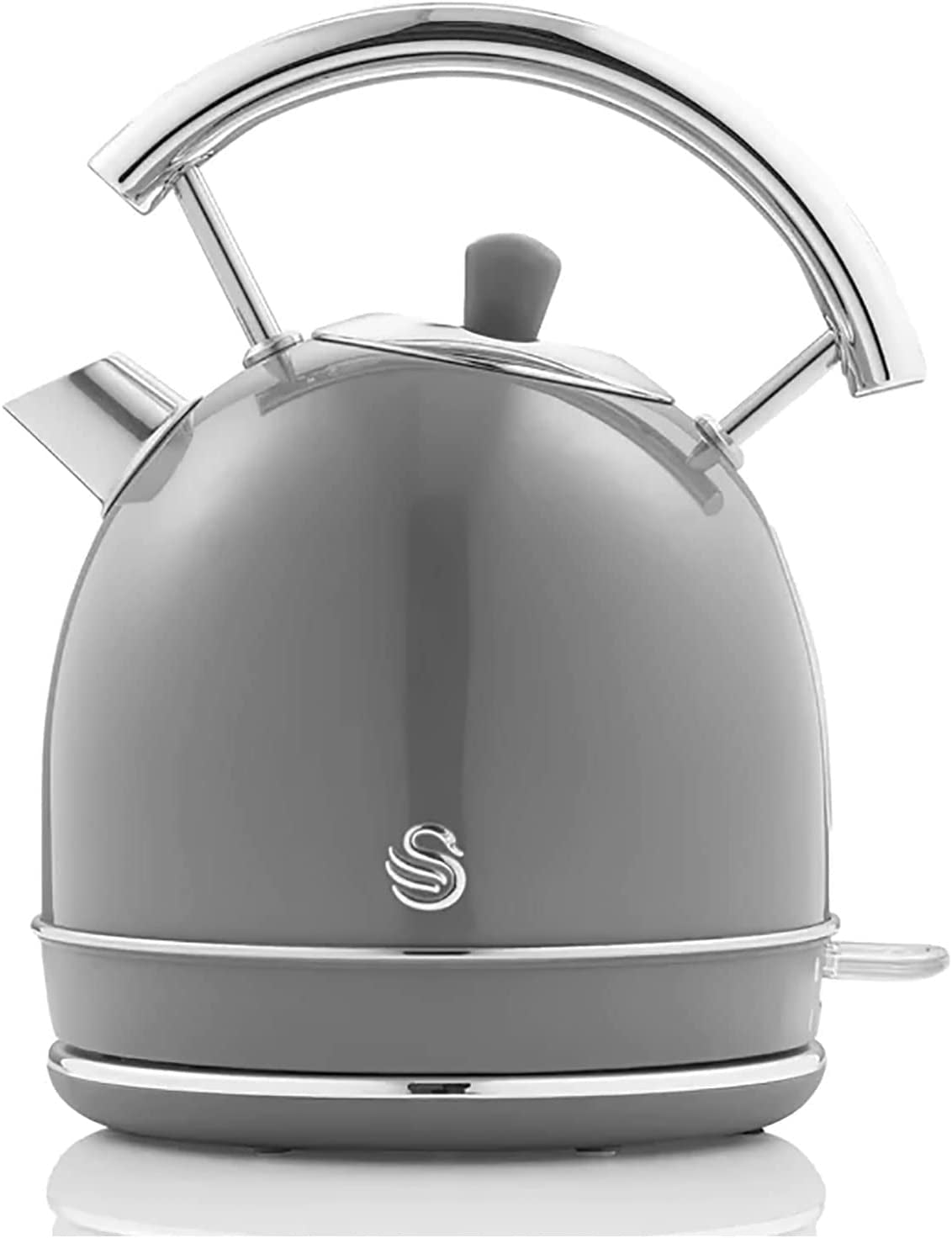 Swan Retro Hervidor Agua Eléctrico, 1,8 L, Resistencia Oculta Acero Inoxidable, Sin Bpa, Inalámbrico, Sk14630grneu,gris_0
