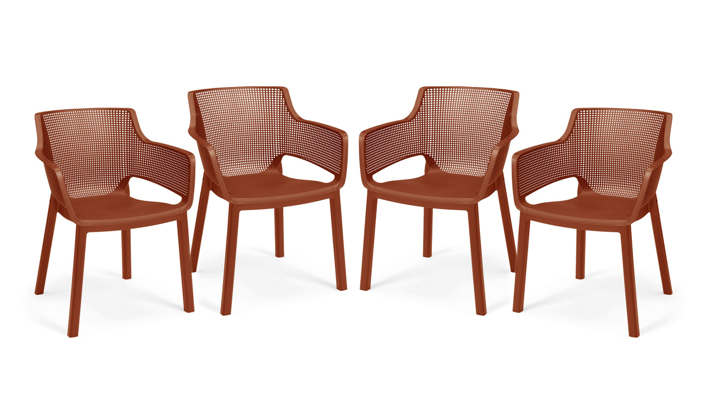 Keter Set X4 Silla De Exterior De Jardín Elisa Terra 61,5x53x78,4cm_0