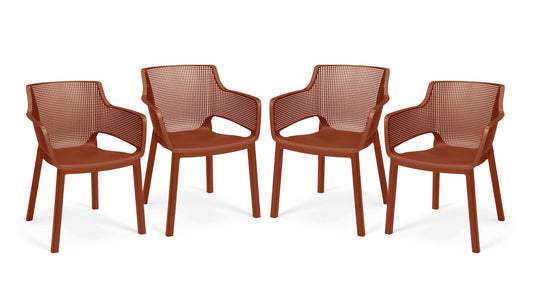 Keter Set X4 Silla De Exterior De Jardín Elisa Terra 61,5x53x78,4cm_0