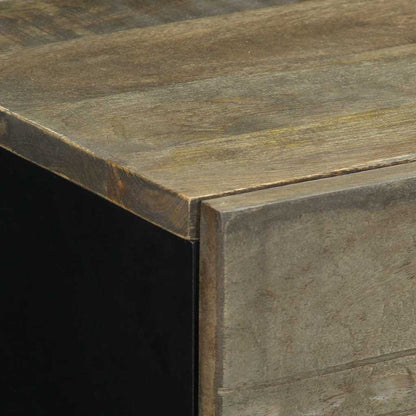 Mesita De Noche Madera Maciza De Mango Gris Claro 50x33x60 Cm_4