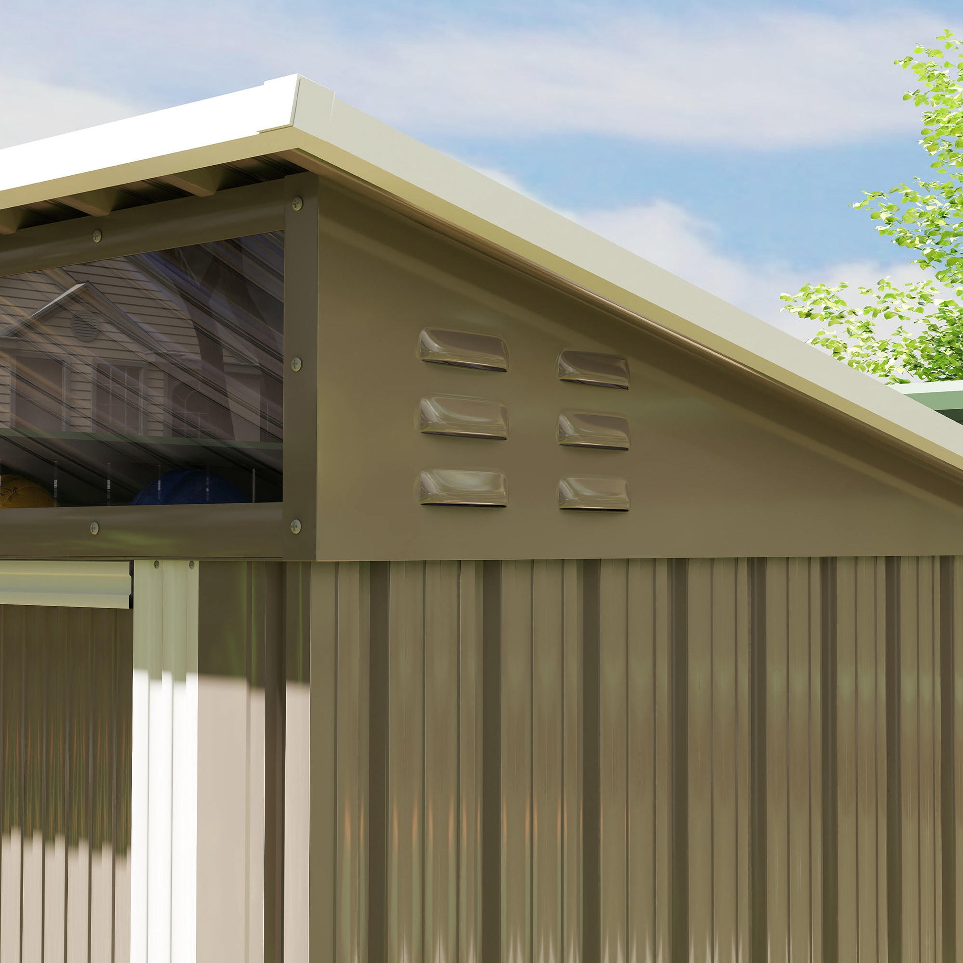 Outsunny Caseta De Jardín Exterior 1,9m² 195x122x182 Cm Con Base Refuerzo Marrón_3