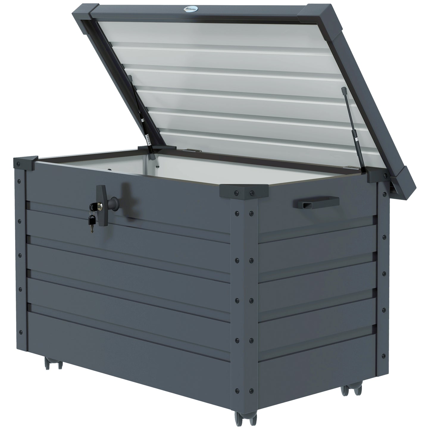 Outsunny Baúl De Almacenaje Exterior 295l Con 4 Ruedas 2 Asas 100x62x65 Cm Gris_0