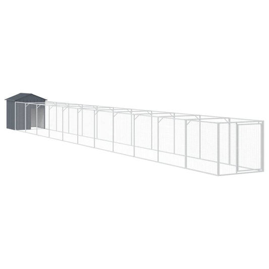 Caseta Perros Con Tejado Acero Galvanizado Gris 117x1221x123 Cm_0