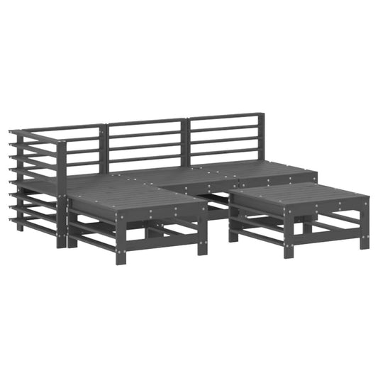 Vidaxl Juego De Sofás De Jardín 5 Piezas Madera Maciza De Pino Gris_0