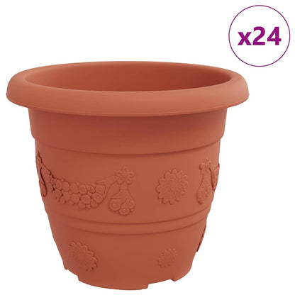 Maceta Redonda Para Flores 24 Uds. Rojo Ladrillo Ø 30 X 25 Cm_0