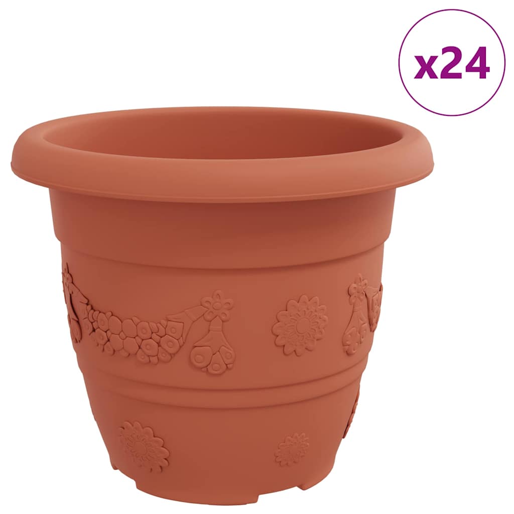 Maceta Redonda Para Flores 24 Pcs Rojo Ladrillo Ø 30 X 25 Cm_0