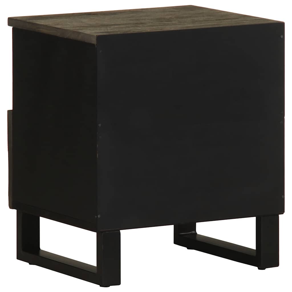 Mesita De Noche De Madera Maciza De Mango Negra 40x33x46 Cm_3