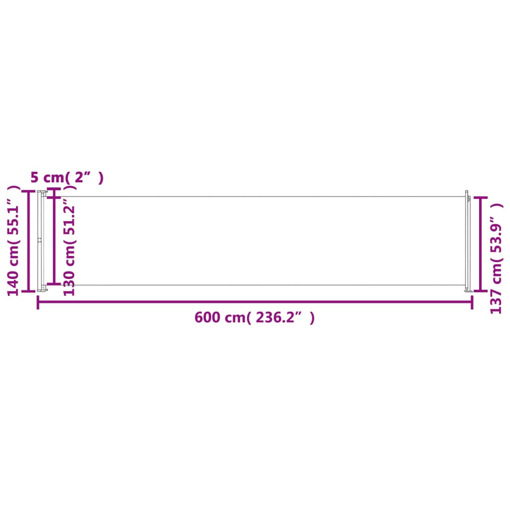 Vidaxl Toldo Lateral Retráctil Para Patio Gris 140x600 Cm_2