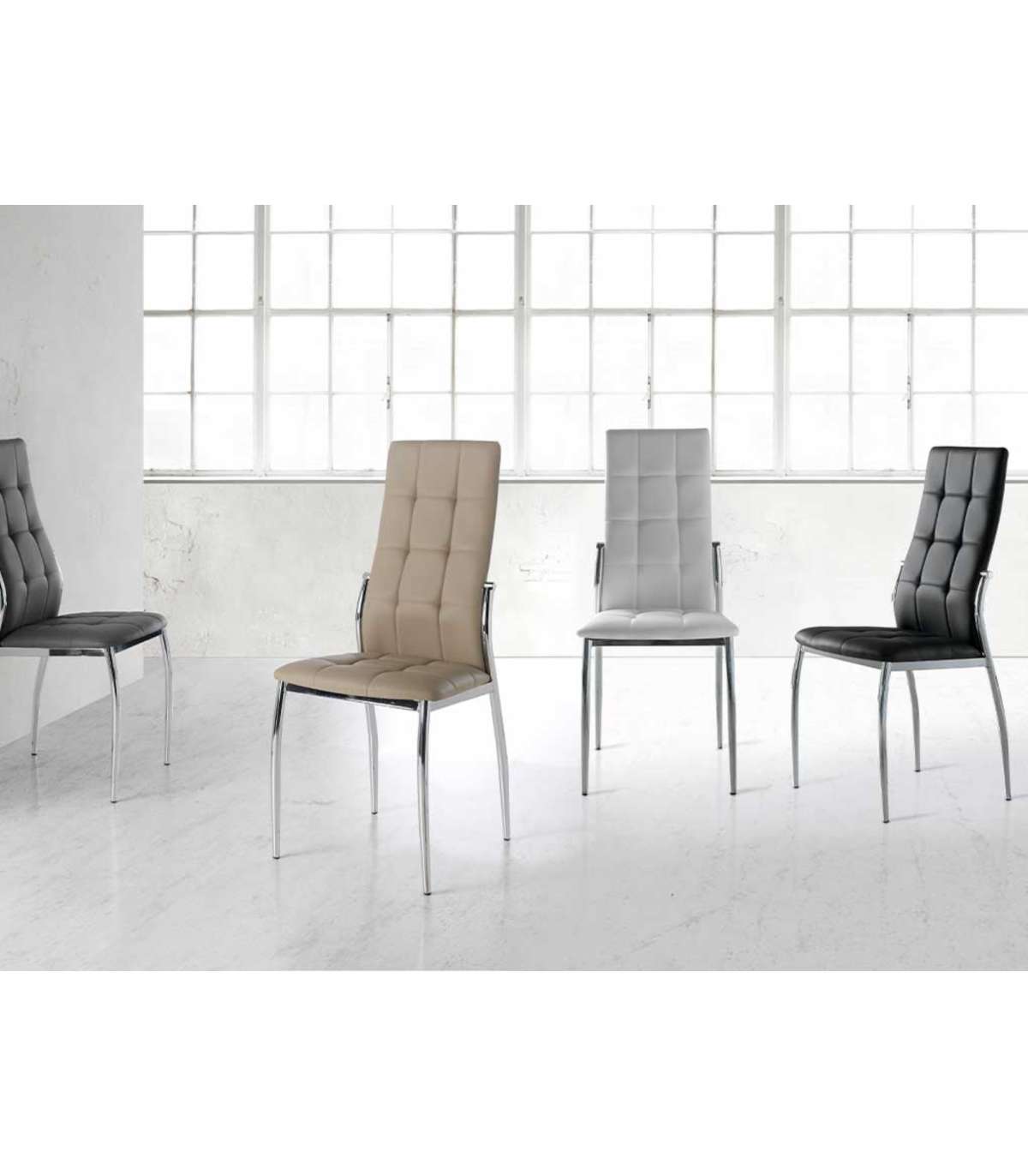 Pack De 4 Sillas Modelo Petra Acabado En Polipiel Blanco, 46 X 54 X 101/48 Cm (largo X Anc_5