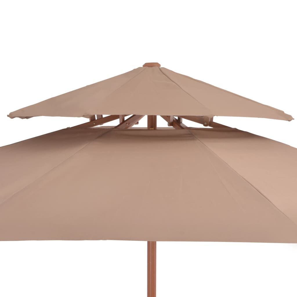 Vidaxl Sombrilla De Dos Pisos Palo De Madera Taupe 270 Cm_4