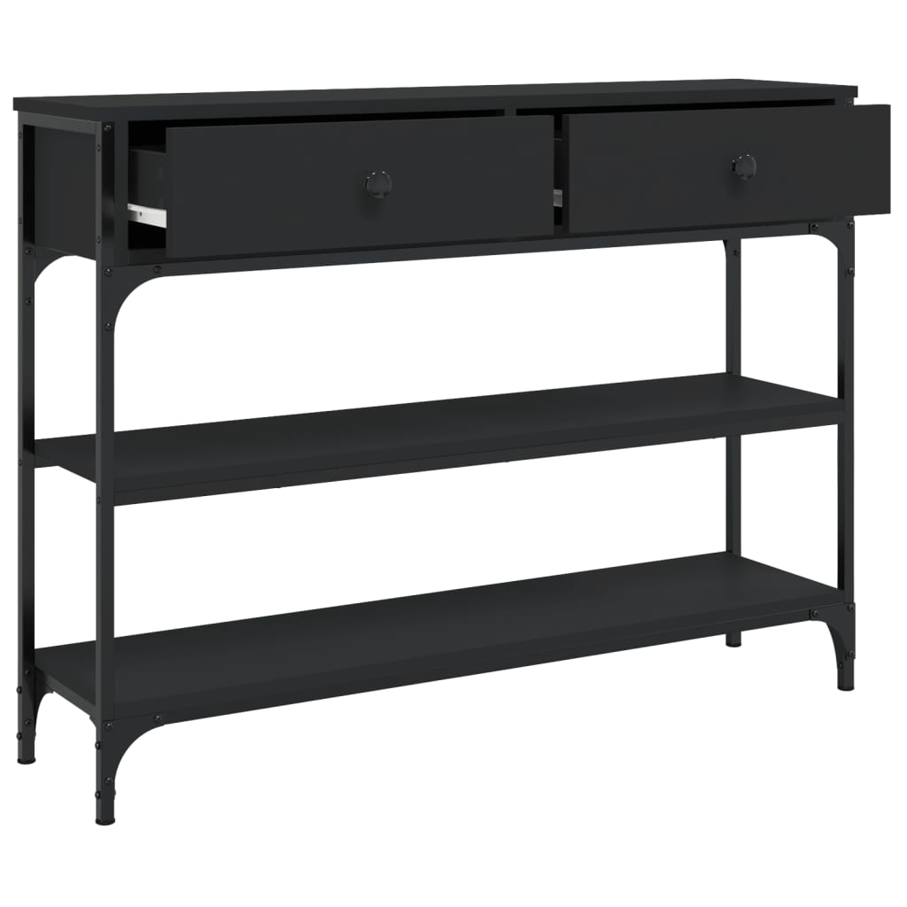 Mesa Consola Madera De Ingeniería Negra 100x25x75 Cm_3