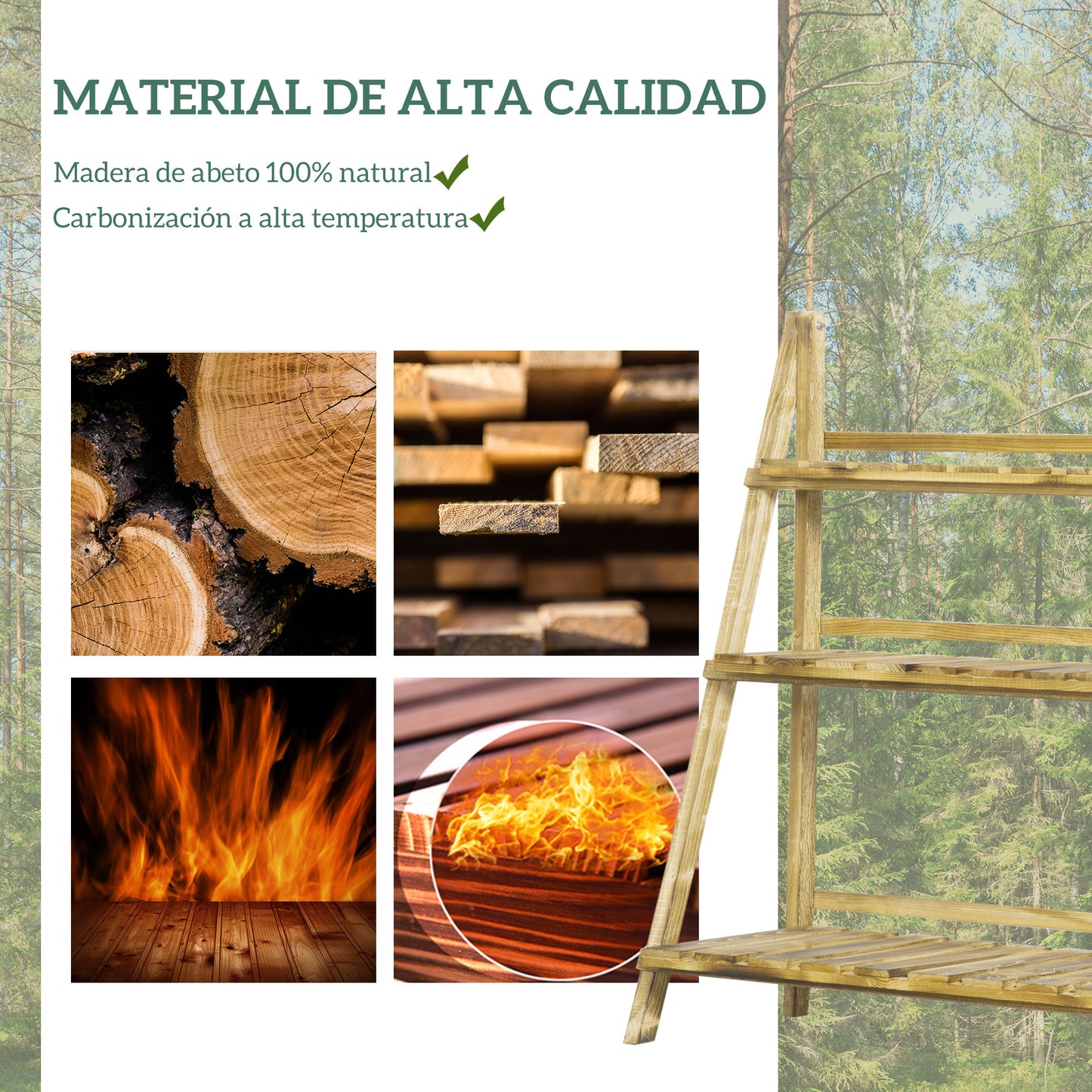 Outsunny Soporte Para Plantas De Madera De 3 Niveles_3