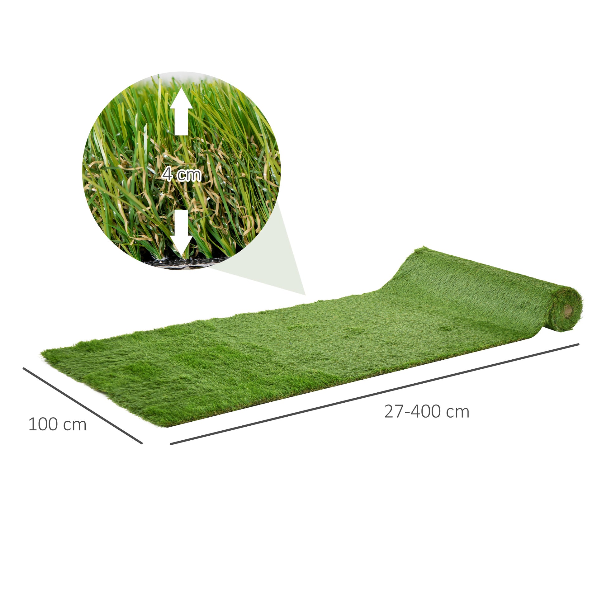 Outsunny Césped Artificial 40 Mm Rollos De 1x4 M Realista Para Terraza Jardín_2