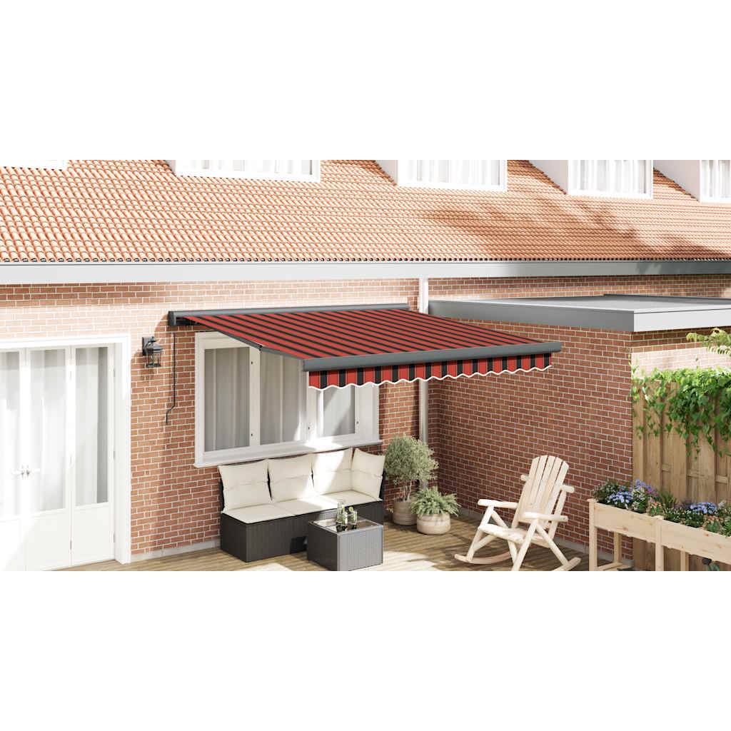 Toldo Retráctil Aluminio Y Tela Naranja Y Marrón 3,5x2,5 M_3
