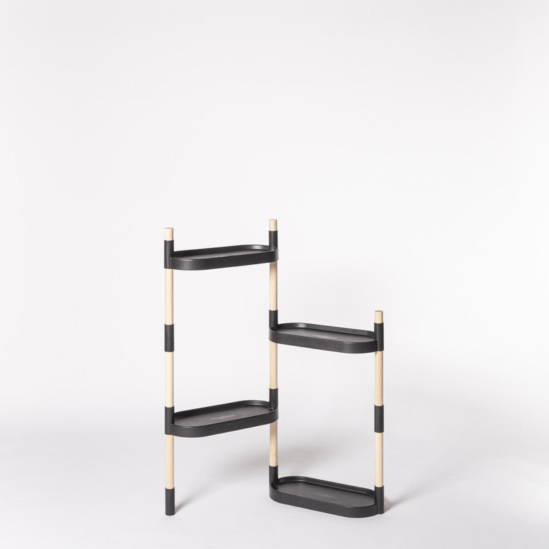 Soporte Modular Citysens De 4 Bandejas Negro, Con 2 Plantas De Regalo_4