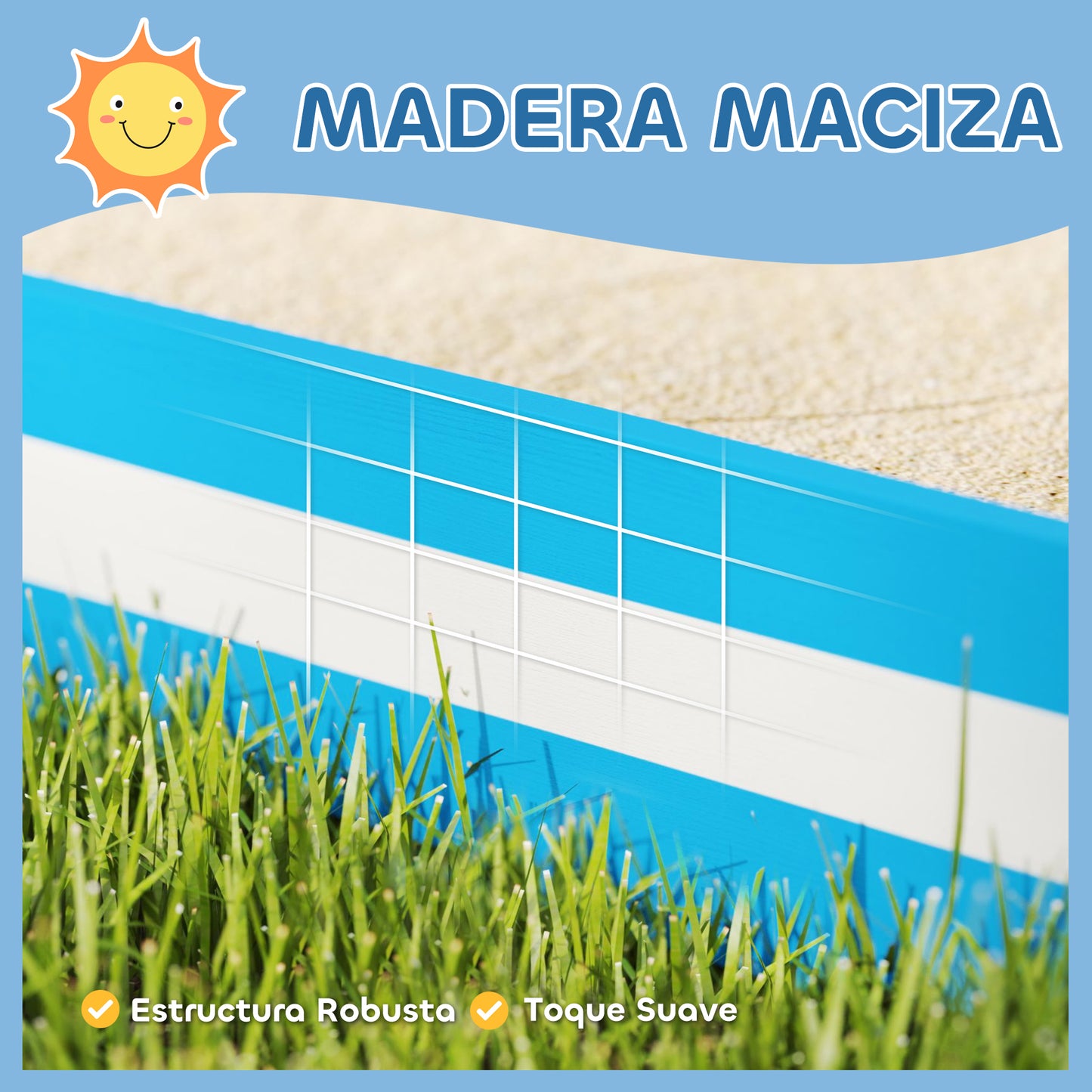 Aiyaplay Arenero Para Niños De +3 Años Con 4 Asientos 133x133x16 Cm Azul Blanco_5