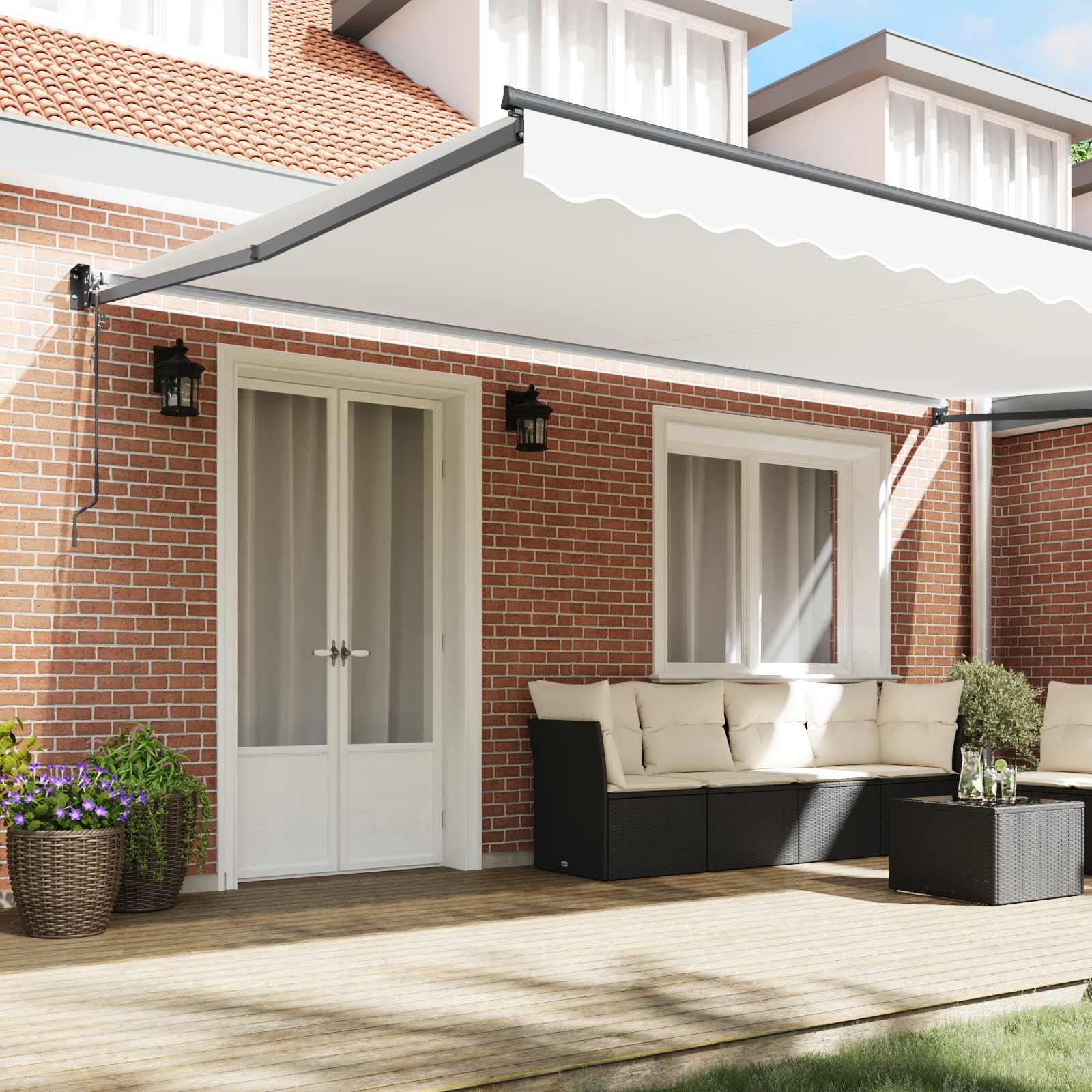Toldo Retráctil Blanco 500 X 300 X 165 Cm Poliéster Y Metal_2