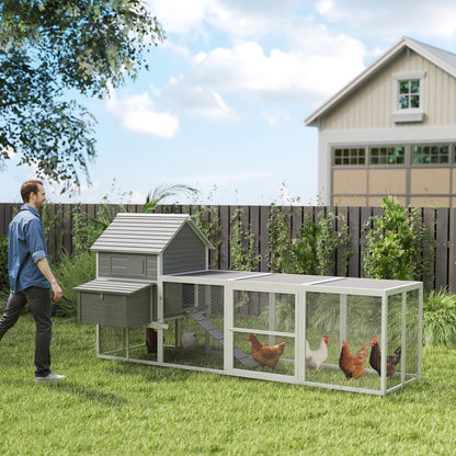 Pawhut Gallinero Grande De Madera 310,5x149,5x149 Cm Para 4-6 Gallinas Gris_1