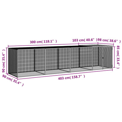Vidaxl Gallinero Con Techo Acero Galvanizado Antracita 403x98x90 Cm_2