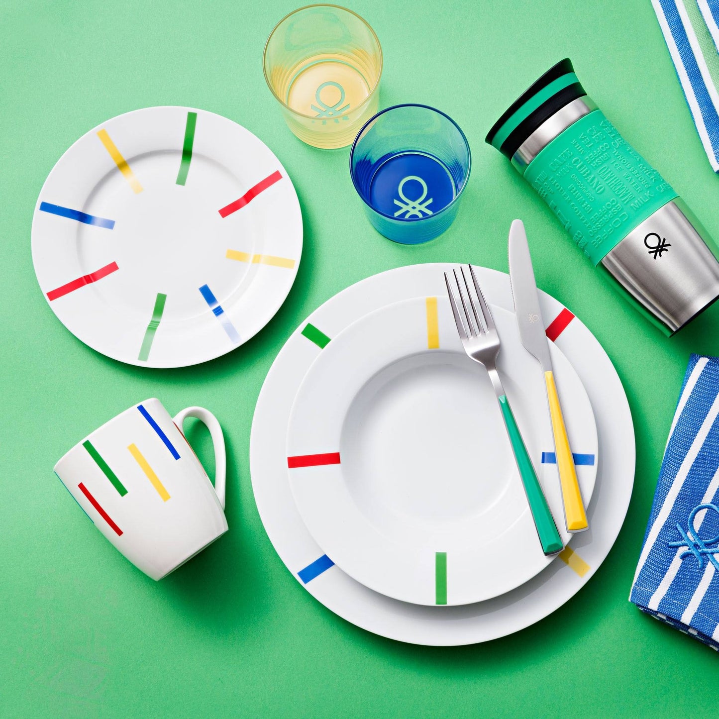 1pc Taza 11cm En Porcelana Con Diseño De Rayas De Colores