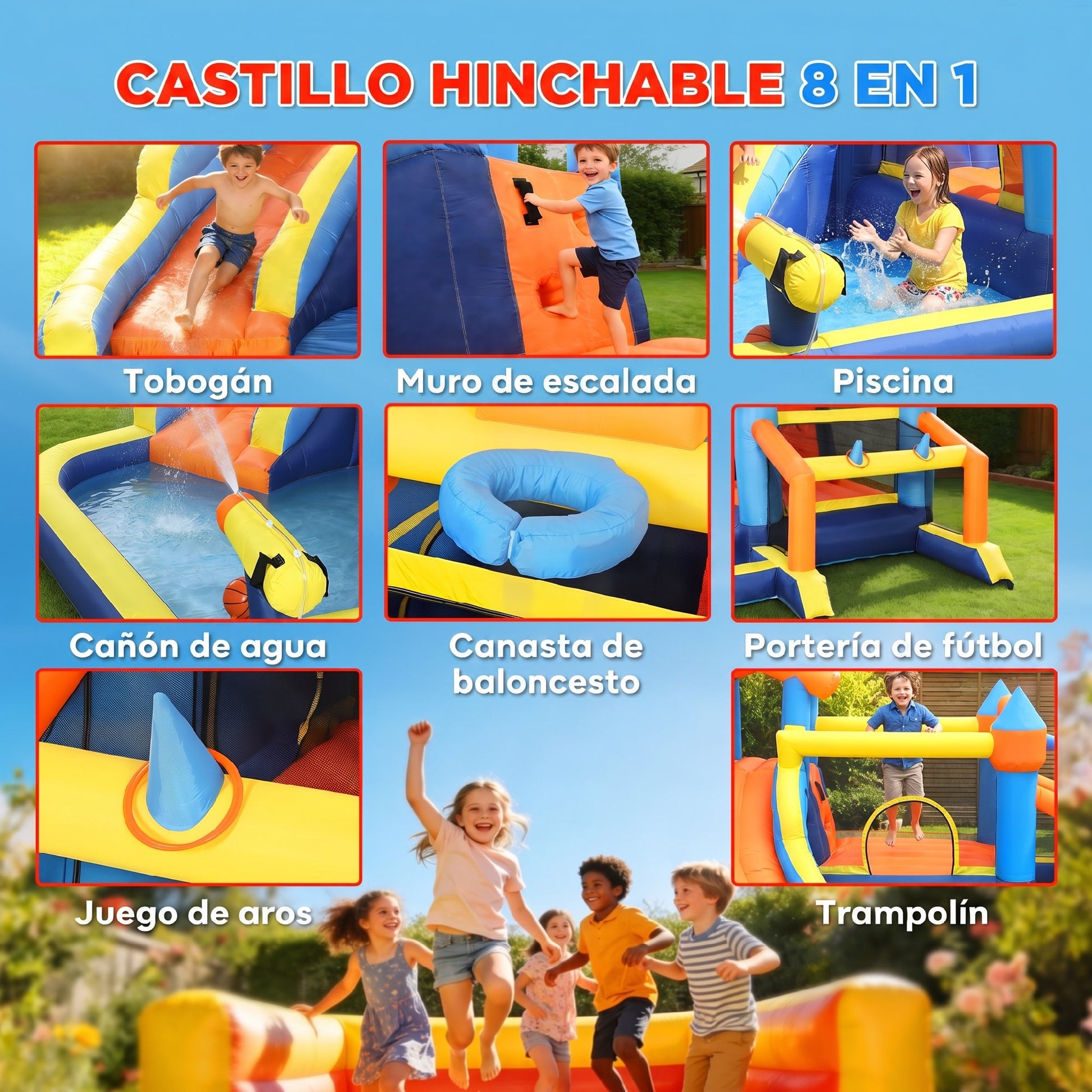 Aiyaplay Castillo Hinchable Acuático 8 En 1 Con Soplador 550w Tobogán Trampolín_3