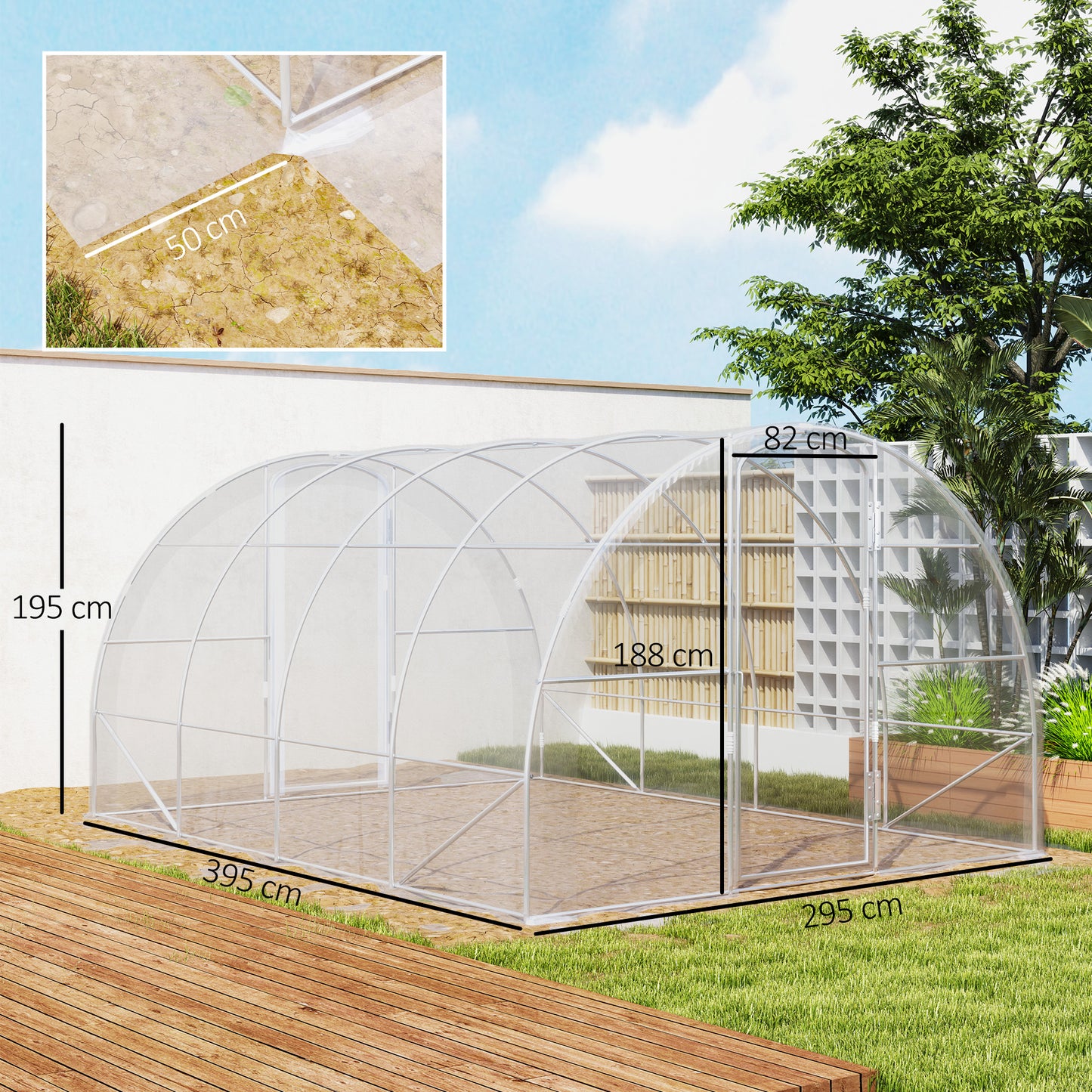Outsunny Invernadero De Túnel 4x3x2 M Con 2 Puertas Transparente_2