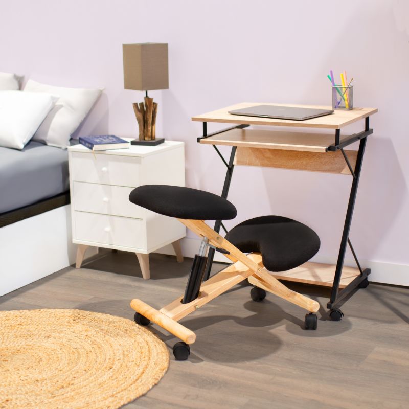 Silla Ergonómica Ergochair Negro Madera De Haya Madera, Negro, 42 X 60 X 65cm_2