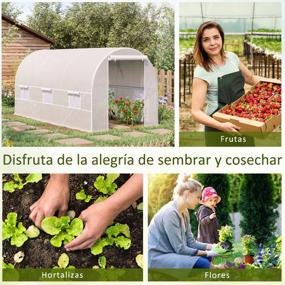 Invernadero De Túnel Con 6 Ventanas Outsunny 400x200x200 Cm Blanco_5
