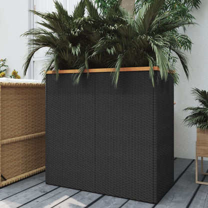 Jardinera De Ratán Sintético Negra 80x40x80 Cm_1